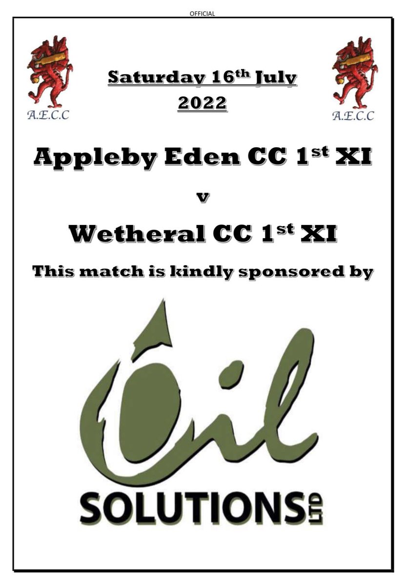 Looking to bounce back after last weeks defeats. This weekend…

Saturday:
1st XI v Wetheral (H) 2pm

Sunday:
Colts v Wetheral Sunday XI (A) 2pm

Bar open from 2pm #AECC