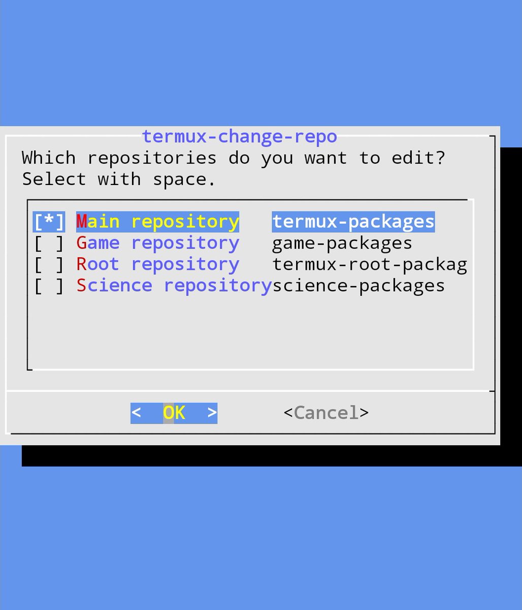 Termux error saat update ? Ganti aja reponya dengan perintah : termux-change-repo , tentuin alamat reponya terus update