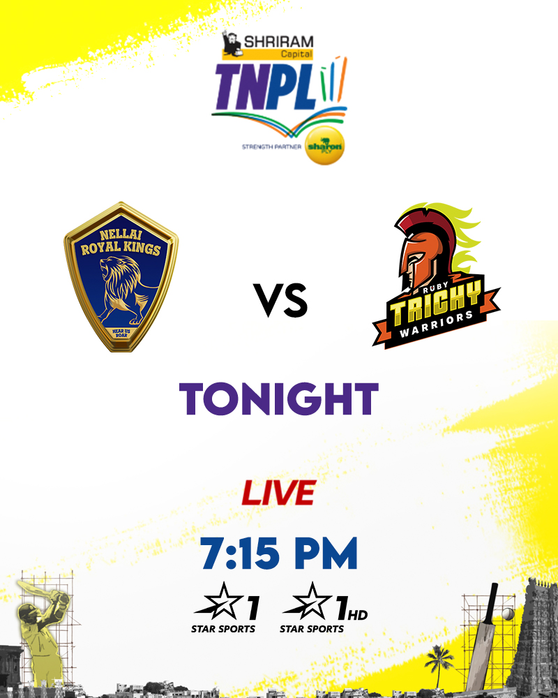 StarSportsIndia's tweet photo. #RubyTrichyWarriors seek resurgence against a high-flying @NRKTNPL side.
Predict who will win the 🔥 #NRKvRTW contest tonight. 👇
#TNPL2022 #TNPL #NammaOoruNammaGethu | @TNPremierLeague https://t.co/k3ffnyaTWw
