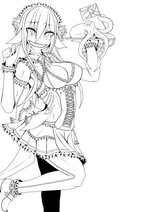 過去絵の線画を置いておくので連休中暇な人類は塗り絵に使ってください 