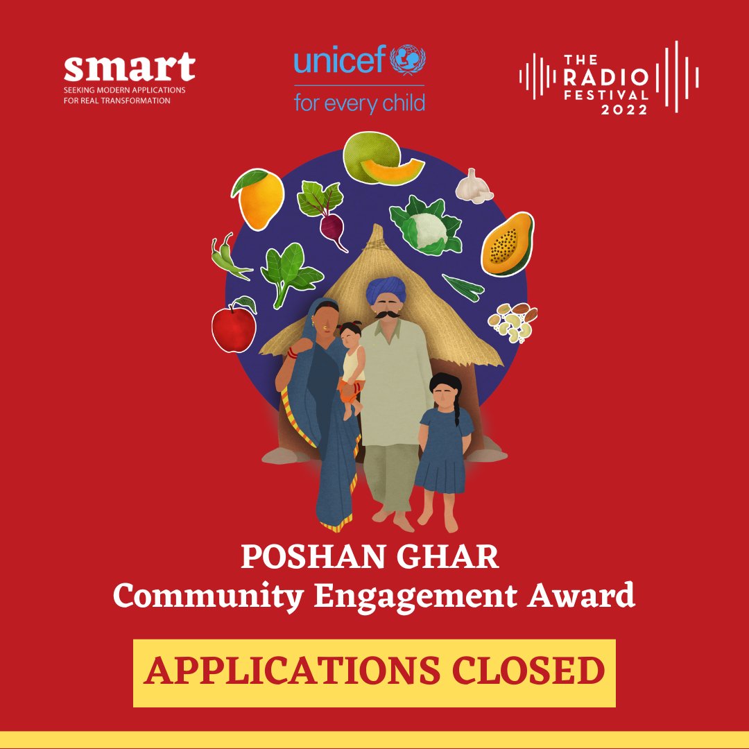 theradiofest's tweet photo. Applications are now closed for the POSHAN GHAR Community Engagement Award.
We are grateful for the overwhelming response.
The awardees will be announced soon. Stay tuned!
#theradiofestival #smartngo #health #nutrition #communitymedia #communityradio #POSHANAbhiyaan #poshanghar https://t.co/obsqh15BcY