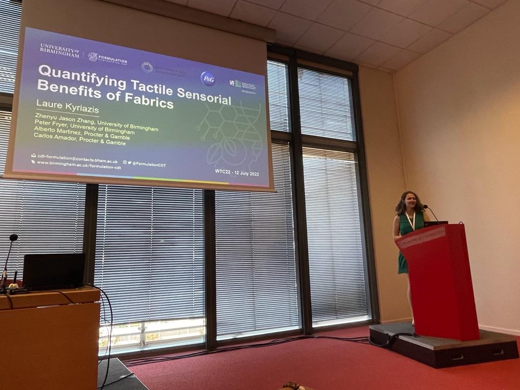 FormulationCDT's tweet photo. 📢Conference news!
This week our #FormulationEngineering​ #EngD students Laure (P&amp;G), David (Innospec), Roshan (RollsRoyce) and Javier (FiberLean) showed their research on #tribology at #WTC2022 in Lyon🇫🇷 
​
  @unibirmingham @eps_unibham @chemengbham  #EPSRC​ @uobguildofstudents https://t.co/iZntGA7Xk9