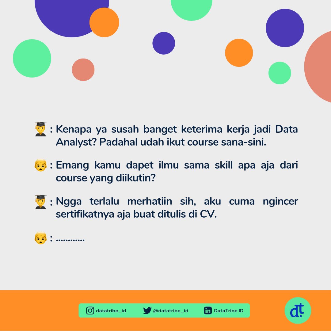 datatribe_id's tweet image. Jurus bikin tech recruiter klepek-klepek: Tunjukin skill kamu lewat CV sama portfolio yang cakep!

Mau dibikinin tips bikin portfolionya ngga nih, Data Fellows? 😉

#overheard #portfolio #dataskill  #datascience #datascientist #dataanalytics #dataanalyst #onlinelearning