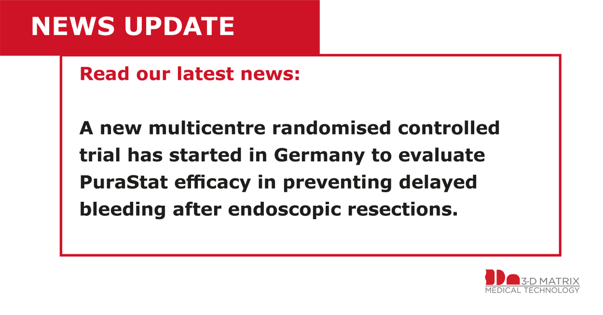 3dm_emea's tweet photo. Delayed bleeding represents one of the most common complications after endoscopic resection of large gastrointestinal polyps. Learn more about the clinical trial here: https://t.co/Q5IJklD7Gg
#news #purastat #clinicalstudies #clinicaltrial #delayedbleeding #endoscopy https://t.co/NClIYAKhHD