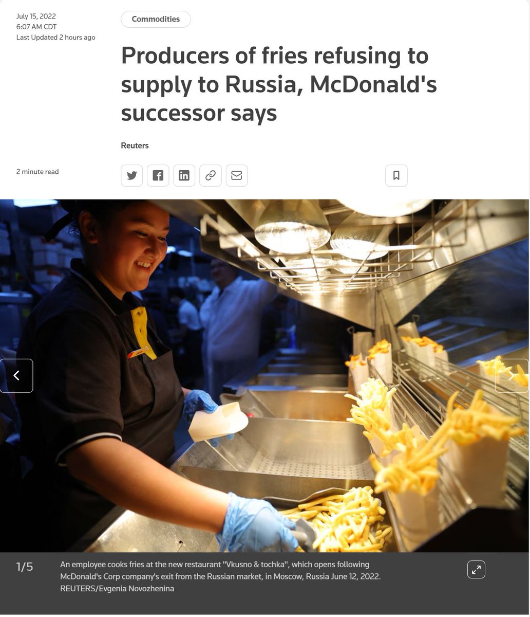 No peace, no fries reut.rs/3uQG08c Sometimes it's the little things that make a difference <a href="/Reuters/">Reuters</a>