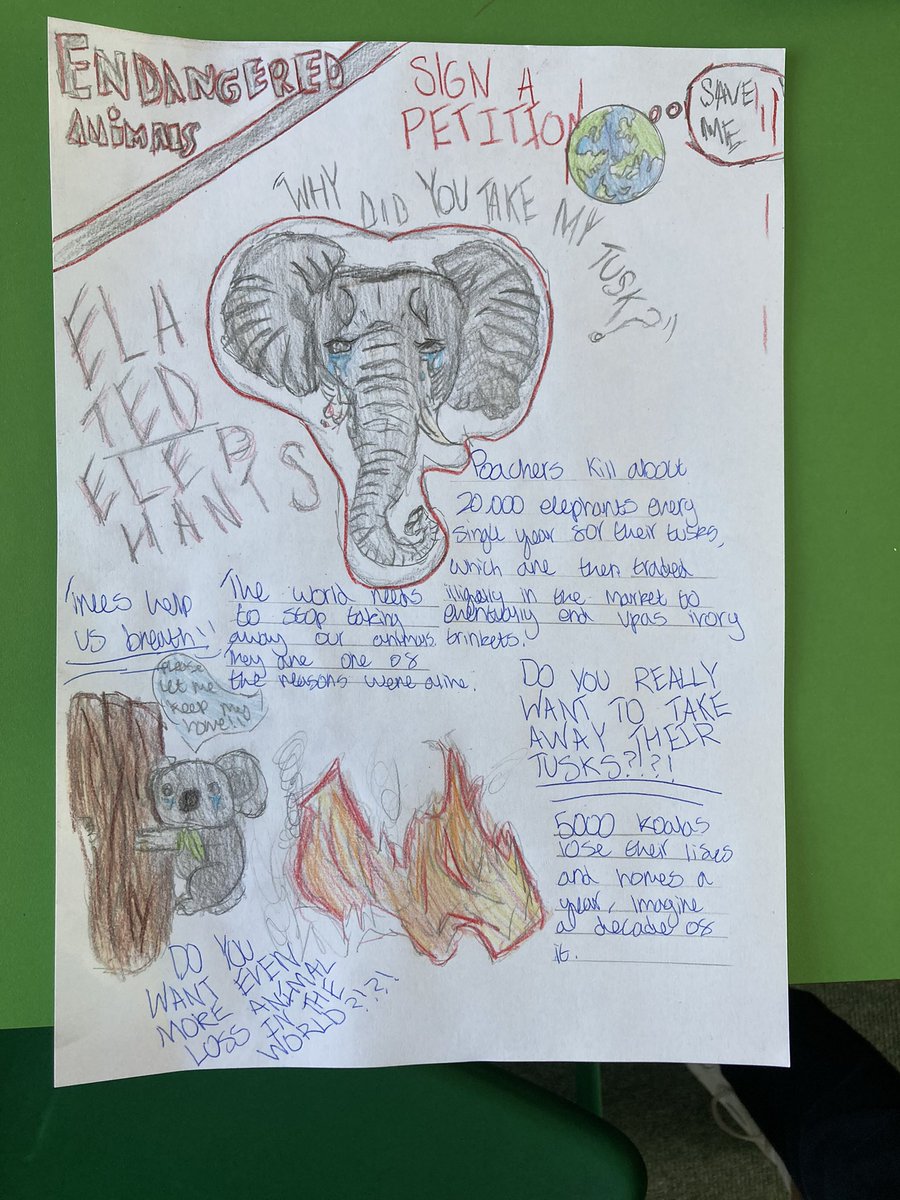 CHClusterteam's tweet photo. Our lovely Twitter has been quiet the last few weeks due to the craziness of this final term ☀️ 

However, Y6 have made amazing #persuasive #leaflets and #posters linking to #climatechange 🌍 

We’ve made the most of the warm weather too 🎨

Da iawn pawb 👏🏼 https://t.co/0X3l8nas7v