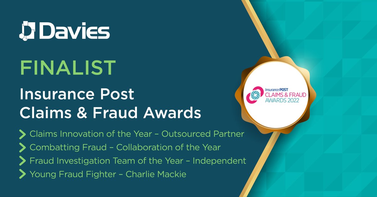Congratulations to our Legal Solutions counter-fraud team. They are shortlisted in 3 categories at this year’s <a href="/Insurance_Post/">Insurance_post</a> Claims &amp; Fraud Awards.

We have also been nominated for our technology platform which uses #automation to enhance #CX in #claims.
