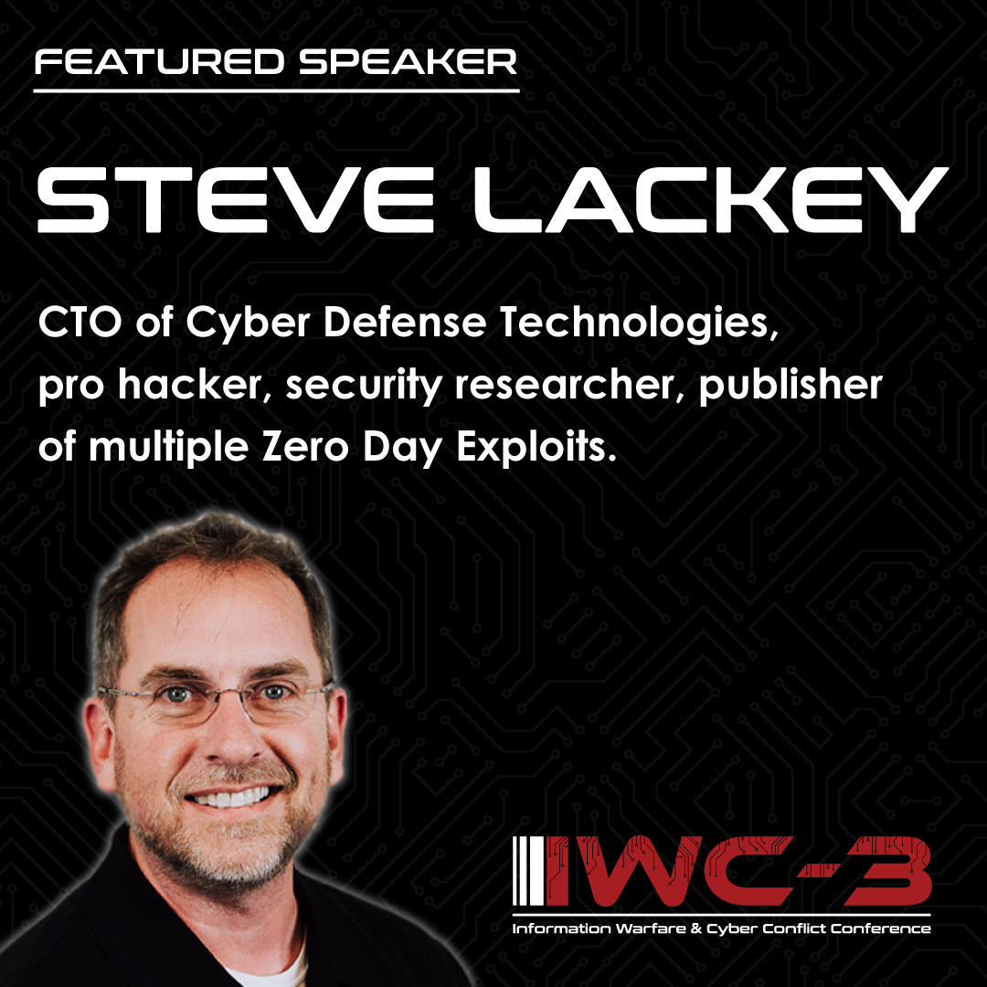 IWC__3's tweet photo. SPEAKER ANNOUCEMENT!
Steve Lackey, security researcher and publisher, pro hacker, and CTO of Cyber Defense Technologies, will be speaking at IWC-3 2022!
Registration is open - space is limited.
https://t.co/1wMRlmMhQl

#iwc3 #infosec #security https://t.co/OFHt49LzBK