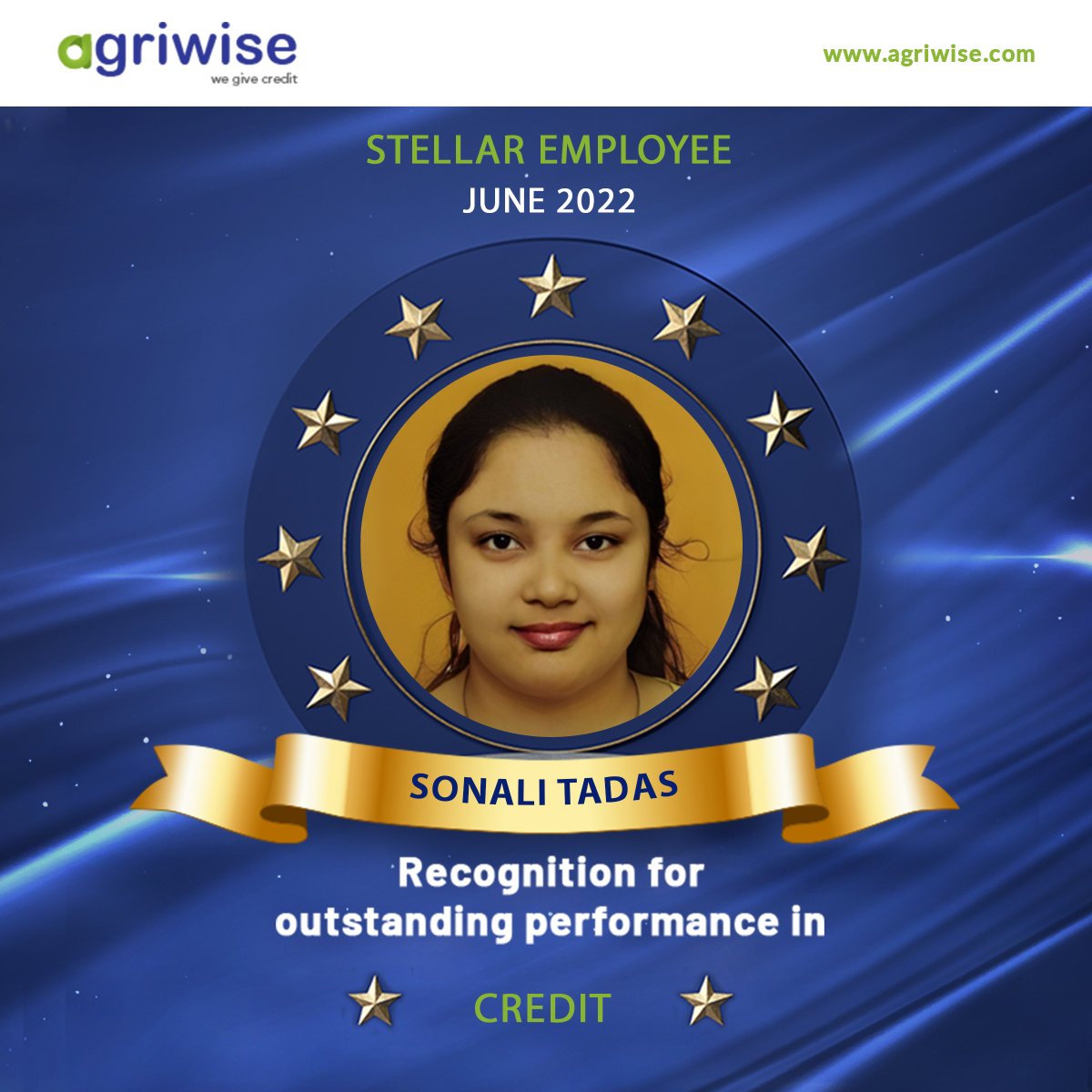 AgriWise's tweet photo. Sonali Tadas, you play a crucial role in our organization's success. We are pleased to announce you as the 'Employee of the Month' for the month of June 2022 for your outstanding contributions to the credit department.
#Congratulations #Agriwise #StellarPerformer https://t.co/AxMoGimLLl