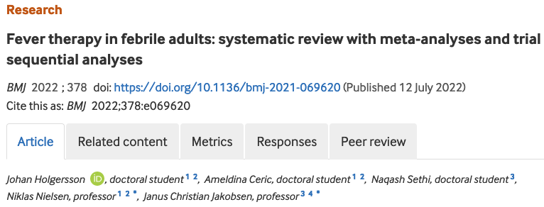 "Correlación positiva entre fiebre durante la bacteriemia y supervivencia.Los antipiréticos aumentan duración de enfermedades,inhiben respuesta de los anticuerpos.El tratamiento agresivo con paracetamol da lugar a una tendencia al aumento de la mortalidad" bit.ly/3IF7gfE