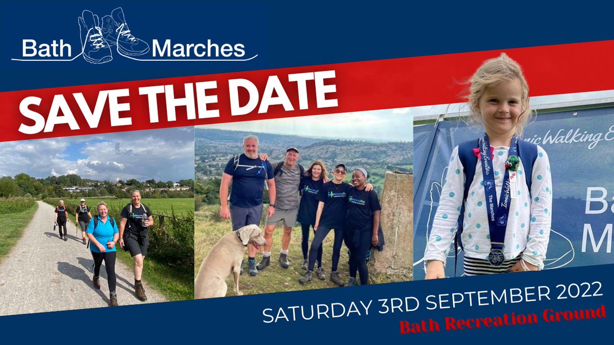 ARE YOU MARCHING IN 2022?
­
The Bath Marches return on Saturday 3rd September and this time with the addition of a new, shorter route.

bathmarches.co.uk

#bath #walking #bathmarches