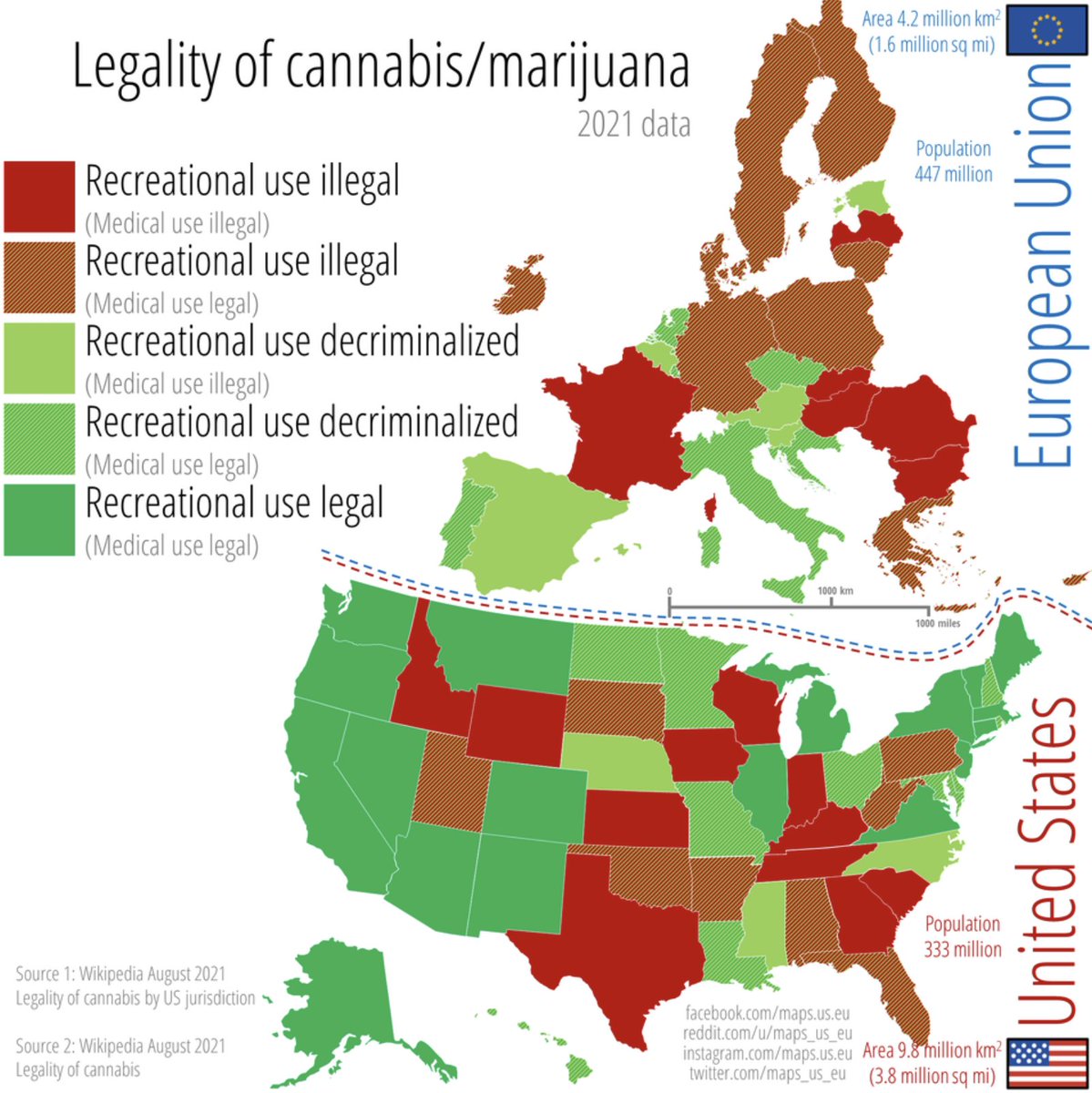 Legality of #cannabis across the #US and the #EU.

#law #justice #legalsystem #reform #marijuiana #mmj  #sativa #indica #mmj #SAFEBankingAct #MOREAct