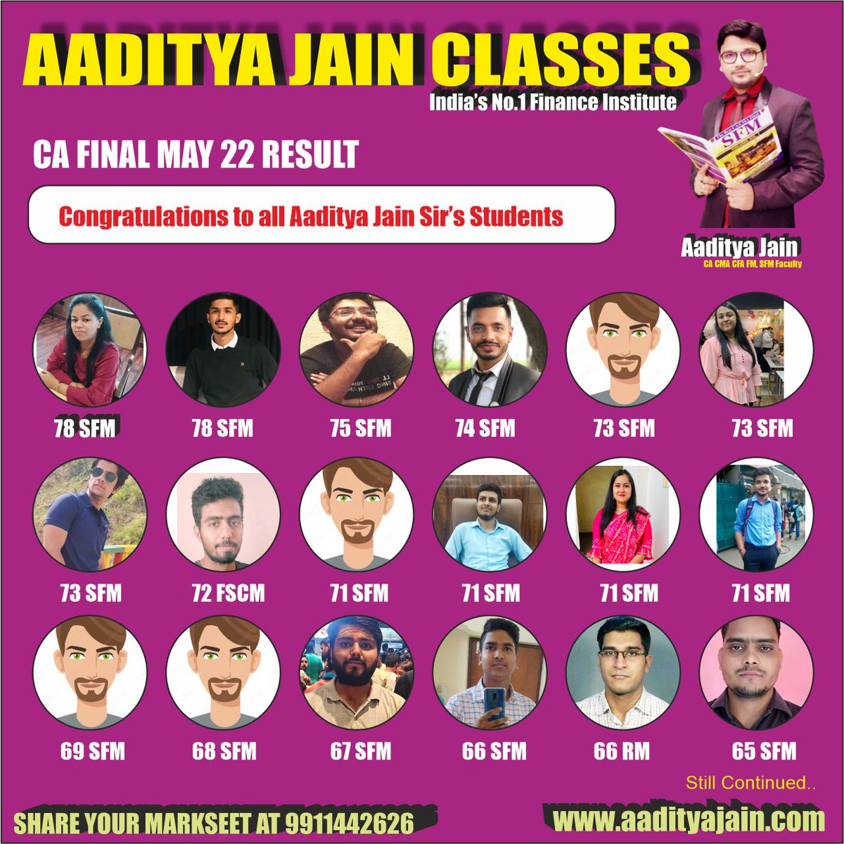 AadityaCa's tweet photo. Congratulations to All Students of Aaditya Jain Sir who cleared their exam in May 22 Exam.
.
.
#inspirationalquotes #teacher #student #india #sandeepmaheshwari #pmo #cadegree #dedication #lakshya #caresultmay22 #cafinalsfmresult #cairesultmay22 #aadityajainsfm #may22exam https://t.co/dsLEtHd8RT