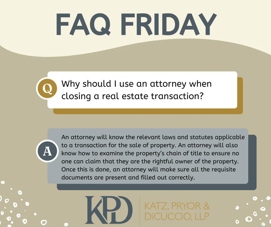 KPD_llp's tweet photo. Happy FAQ Friday! This weeks FAQ answers an important real estate law question. Feel free to comment below any questions you may want us to answer!

#kpdfirm #faqfriday #realestatelaw #businesslaw #probatelaw #attorneys #columbus #ohio https://t.co/lJIT9CBzRl