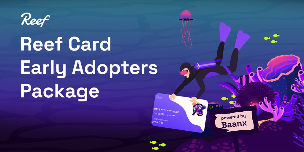 Mikkos_animate's tweet image. Today we’re delighted to announce the #ReefCard early adopters program has been launched!

#BlockChain #defi #NFTs #buidlthereef @BaanxGroup #crypto #PoweredByBaanx #reefcommunity #web3 #dweb
@Reef_Chain 

#ctbot Adrop RAM 0.5 Trx 20
