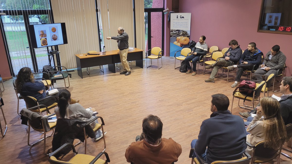INIA_UY's tweet photo. 👉Ahora, reunión de las empresas asociadas a UPEFRUY 🍊🍋 con el Dr. Lluis Palou en INIA Salto Grande. https://t.co/Yk4J6PPDBW