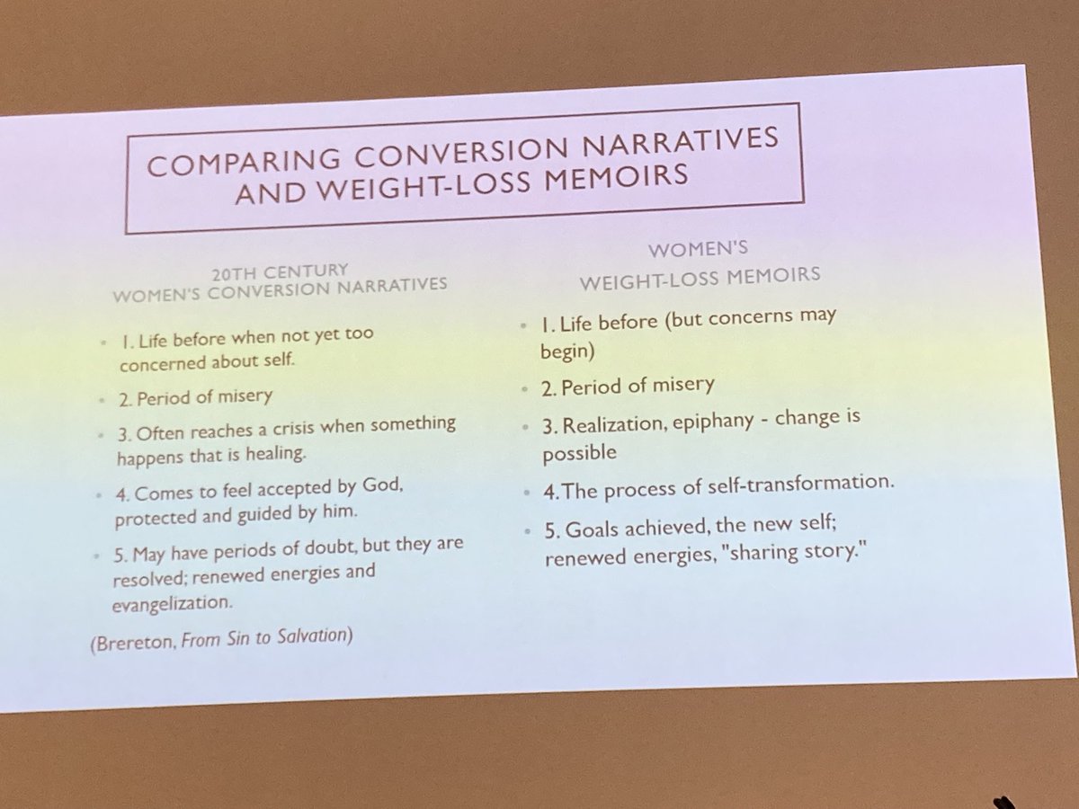 StigmaConf's tweet photo. Religion, morality, and sin. Comparing conversion narratives with weight loss redemption memoirs Kathleen M Self ⁦@StLawrenceU⁩ #wsc8 https://t.co/0VHmm32QuV