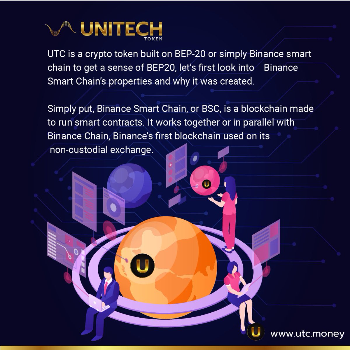 info_utc's tweet photo. UTC is a crypto token built on BEP-20 or simply Binanace smart chain to get a sense of BEP20, let's first look into Binance smart chain's properties and why it was created.
#blockchain #utilitytoken #forex #bscproject https://t.co/Nuu5Y4LBGS