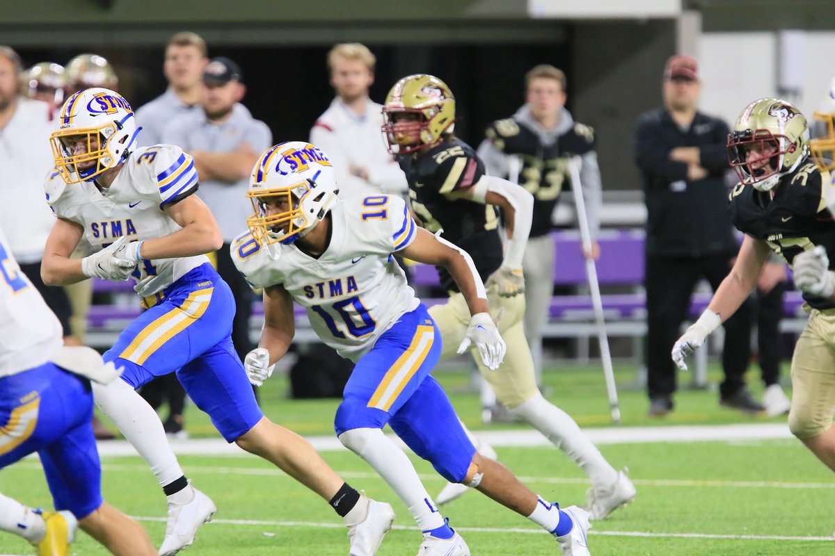 StmaFB's tweet photo. GOLF TOURNAMENT COUNTDOWN DAY #10:

Lockdown CB Josh Segler, wearing #10, is returning for the Knights this Fall---look for big things from Josh!

REGISTER HERE:  https://t.co/CKA04lFhP8 https://t.co/lKh4PmwkWA