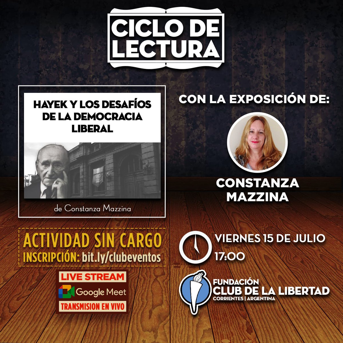 clubdelibertad's tweet photo. 👉🏽 ¡HOY!: El Club de la Libertad trae un nuevo CICLO DE LECTURA 📚👀 

👉🏽 Nos acompaña Constanza Mazzina para el análisis de su libro “Hayek y los desafíos de la democracia liberal” 📖👏🏽👏🏽

👉🏽 Inscribite en  https://t.co/i9FD7d34sK ✅ Cupos limitados ❕ 
#LecturasClub https://t.co/nGo9BSE4E5