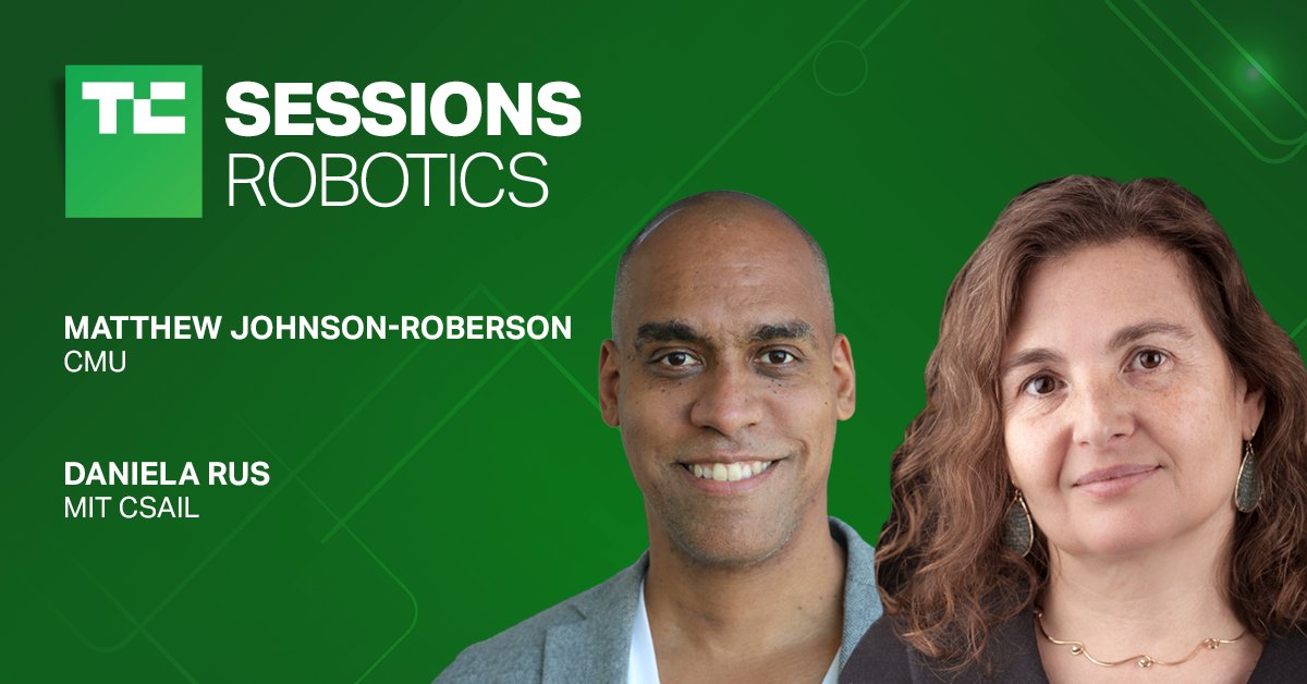 bheater's tweet image. Lastly, I&apos;m hosting a dream panel with  @MIT_CSAI&apos;s Daniela Rus and @CMU_Robotics&apos;s Matthew Johnson-Roberson, discussing the latest research innovations.
#techcrunchrobotics
