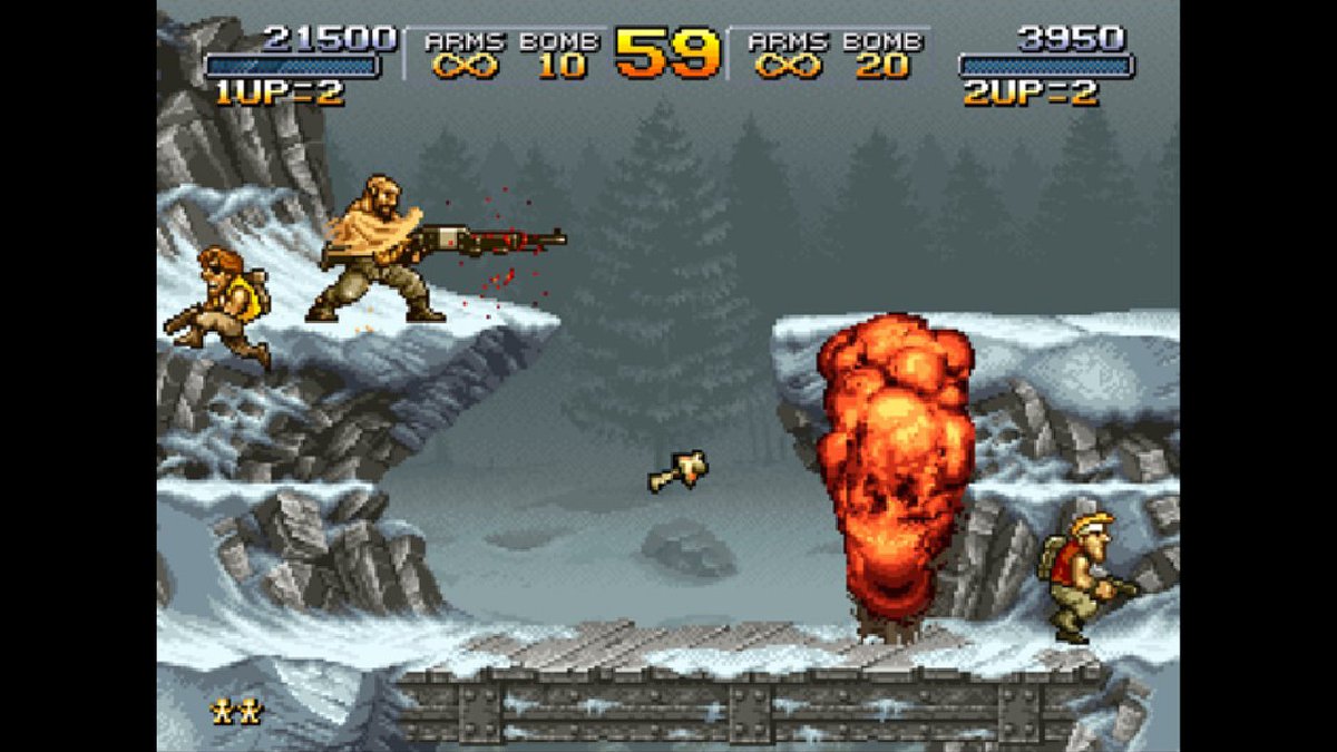 JMGBautista's tweet image. 🕹️El juego de hoy es clasicazo que seguro que habéis jugado... En un escenario de guerra controlamos a nuestro soldado que debe eliminar a los enemigos y rescatar a los prisioneros. Era METAL SLUG, ¿lo recuerdas? #RetroGrames