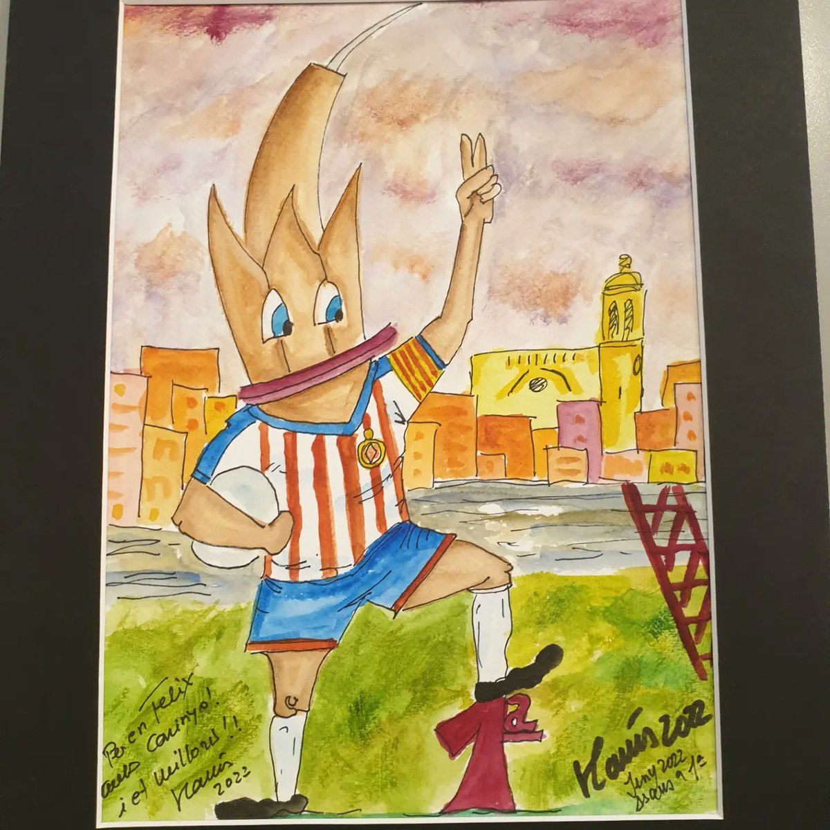 felixsierrap's tweet photo. Detallazo del gran artista olotí @ToniKarris deseándome me mejoria de salud. Eres muy grande Toni !!!
@GironaFC 
#felixin 
@ImmortalGirona https://t.co/91BBVg4sos