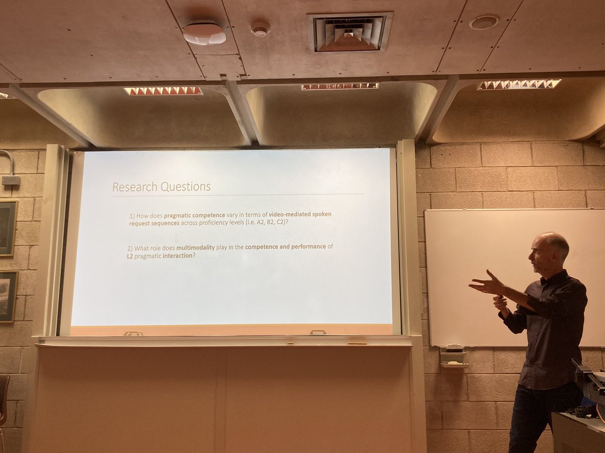 Great talk by <a href="/GohLt1/">Gerard O’Hanlon</a> on requests in a B2 spoken language Zoom Corpus. #TALC2022