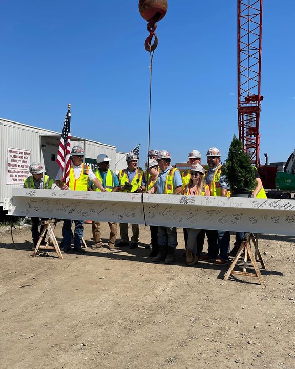 What a milestone! Yesterday, we celebrated the hoisting of the final beam onto 1201 Normandy. Once completed, it will be the first speculative multi-tenant R&D lab at the Navy Yard. @DIGSAU @ensemblemosaic @partners_mosaic @EnsembleRES #palifesciences #commercialrealestate