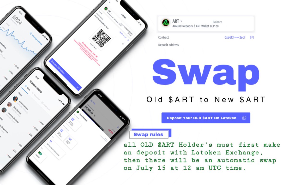 Around_Network_'s tweet photo. Good News all OLD $ART holder's..!
Swap now started, but the deposit must
be made before 12 am UTC on the 15th
July
all OLD $ART Holder's must first make
an deposit with https://t.co/iPnv7MYOZJ Exchange,
then there will be an automatic swap on
July 15 at 12 am UTC time. https://t.co/WXAfGSJecU