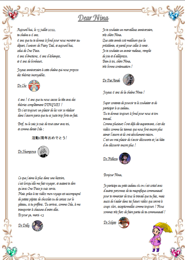 Nina_2119's tweet photo. Tu te lèves un matin et tu découvres que tes abonnés t’ont fait une surprise avec des messages, des dessins et des cadeaux pour fêter les 6 ans de la chaine😭

Puis-je hurlé au monde à quel point j’ai le plus bel équipage qui existe et j’ai le droit de chialer?
MERCI DU FOND DU❤️ https://t.co/p6rfesluTE
