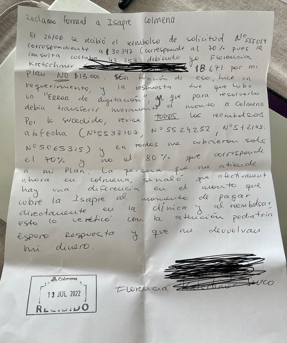 FLOKRETS1's tweet photo. @IsapreColmena revisen sus reembolsos! Cubren menos de lo que dice el contrato, me di cuenta de suerte mande requerimiento y dicen que es por un error al digitalizar los montos! Sigo sin respuesta, cada vez que llamo abren otro requerimiento y son 15 días mas! @SERNAC https://t.co/oEXM8qNL1F