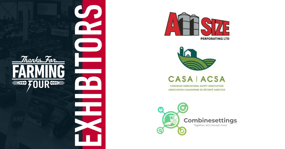 TFFTour's tweet photo. Our line-up of exhibitors in #Winkler is amazing! You won't want to miss this! #AllSize @planfarmsafety & @combinesettings are just a few of the innovative companies that will be in attendance.
#ThankAFarmer #ThanksForFarming #TFFT22 #GivingBack #AgCommunity #Farming #CdnAg https://t.co/9UAeX86C2M