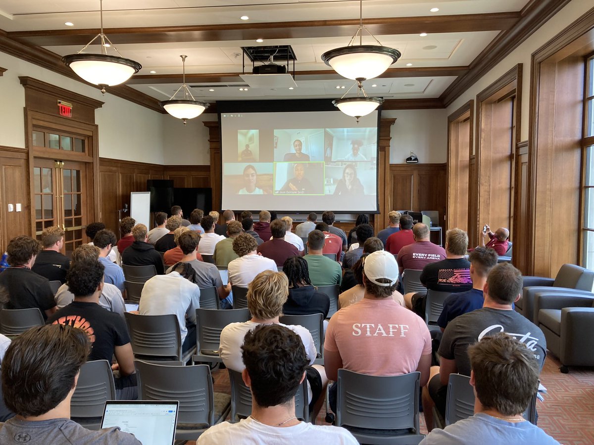 Coach_Dakosty's tweet photo. @colgatefb got better this week! Can’t thank @teresakolsen24 &amp; @ColgateCCS enough working with our guys!

- Networking workshop ✅
- Frosh onboarding ✅
- Alumni engagement ✅

It’s not just a recruiting pitch! 

Win titles &amp; set yourself up for life. No one does it better! https://t.co/MWdfwlPEZA