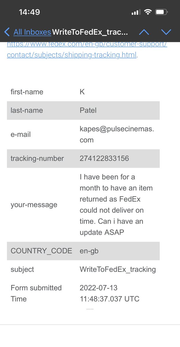 kapespatel's tweet photo. @FedExHelp As you can see I’ve already doene this https://t.co/0A6FFWnV5e