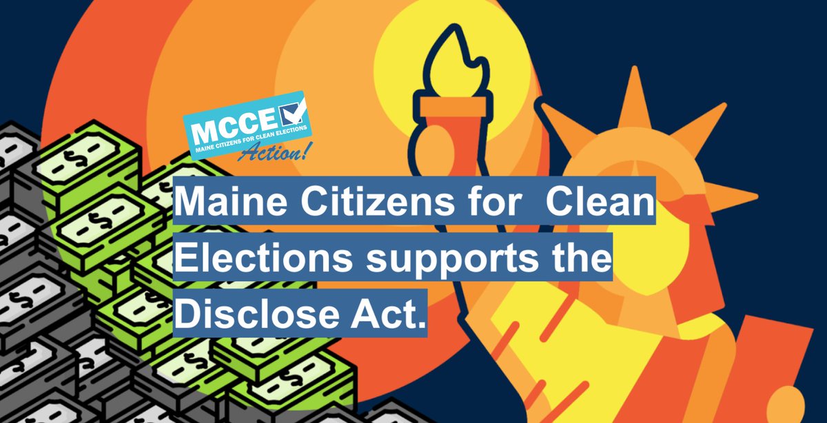 MECleanElection's tweet photo. 🚨 ACTION ALERT 🚨

The Senate has the opportunity to take a significant step toward ensuring that special interests, corporations, billionaires, and foreign interests do not sway our elections and gain control over our government – by passing the #DiscloseAct (#S443). https://t.co/ZtHqvofkEN