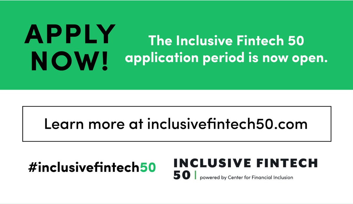 We’re part of the Investors’ Network for the 2022 #InclusiveFintech50 competition &amp; thrilled to announce that applications are being accepted as of June 27! Learn more &amp; get your applications ready! bit.ly/IF502022IN  #MakingDigitalizationCount