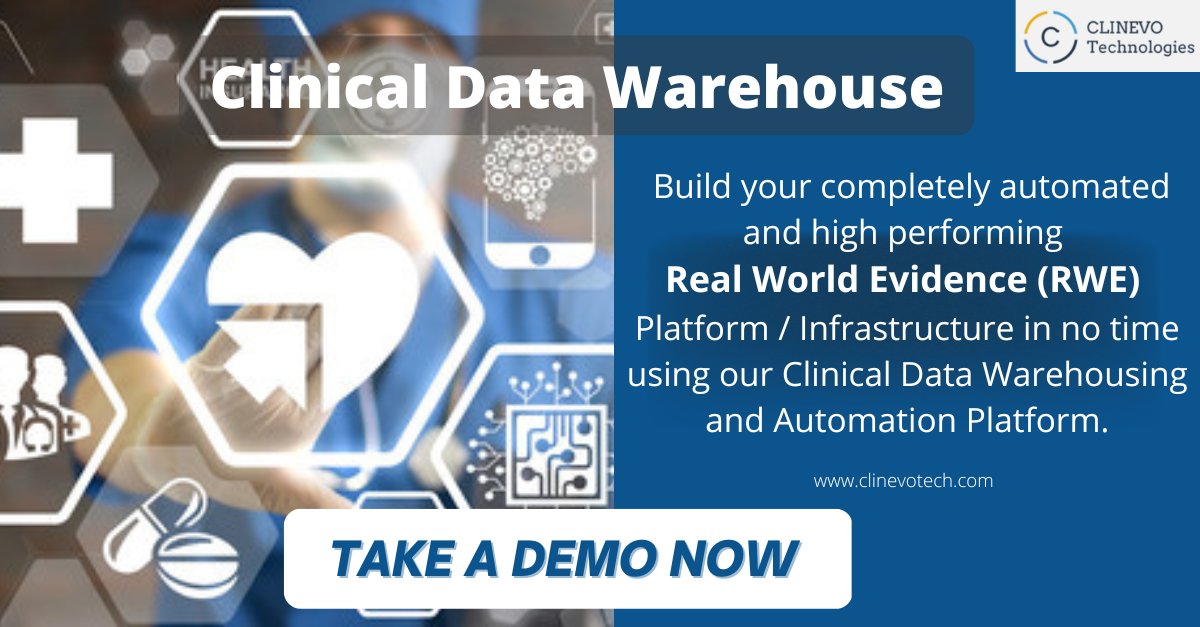 Clinevotech's tweet photo. Build your completely automated and high-performing Real World Evidence (RWE) Platform / Infrastructure in no time using our Clinical Data Warehousing and Automation Software.
Click here for more information:https://t.co/E2eO3XnddW 

#GDPR #Annex11 #regulatorycompliant #clinevo https://t.co/YZqedk1eTu