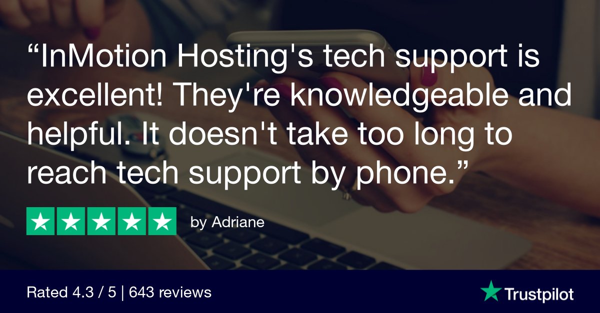 inmotionhosting's tweet photo. Thanks for the positive feedback Adriane! Excellent customer service is what we strive for 🫶 https://t.co/0S0S6aeC9I