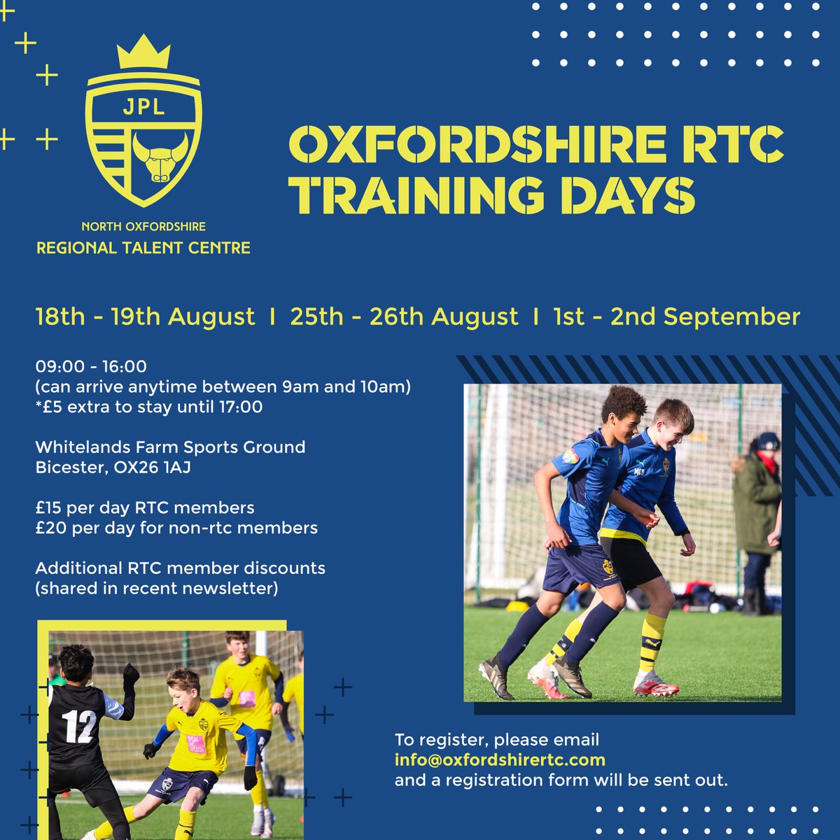 OxfordshireRTCs's tweet photo. SUMMER TRAINING DAYS |
To find out more, drop the team an email on info@oxfordshirertc.com
Limited spaces available due to smaller group sessions!
#summer #bicester #kingsmere #gravenhill #oxfordshire https://t.co/hBkw7El41s