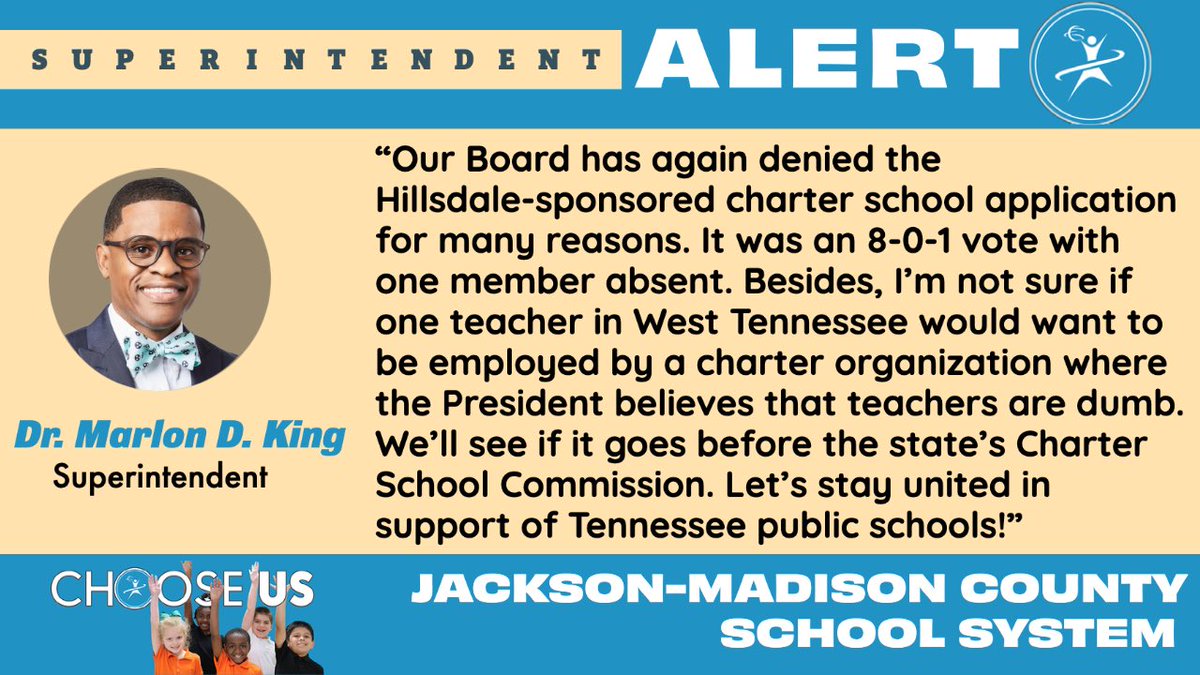 suptking's tweet photo. SUPERINTENDENT ALERT 🚨 
Once again, our Board unites around what's right for our students in the public school system. 

Read the alert 👇below. https://t.co/JJuc2XtPLV