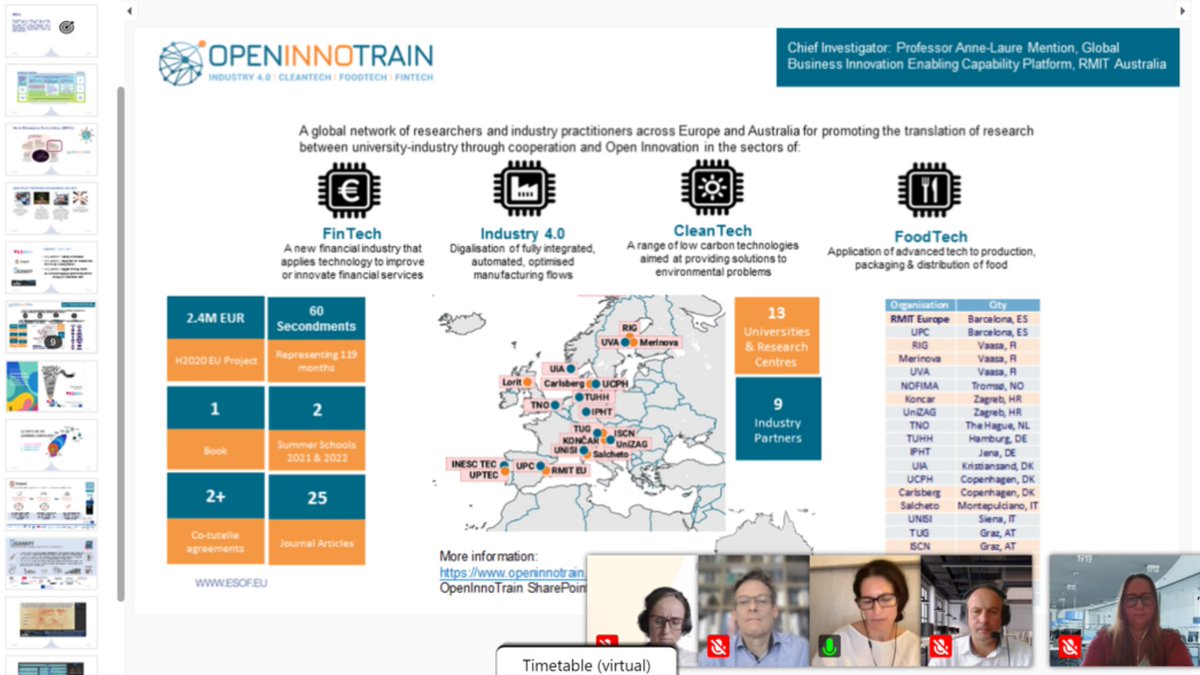 Prof. <a href="/AnnLaureMention/">Anne-Laure Mention</a>, #OpenInnoTrain Chief Investigator has shared ideas w/ Dr. Kyriaki Papageorgiou (<a href="/VISION_cie/">VISIONproject</a>), Prof. Csaba Deák (ArtIst (Art and Innovation) Project) &amp; Prof. Henning Breuer (<a href="/IMPACT_soie/">IMPACTproject</a>) in this panel moderated by Dr. Berta Vizcarra Mir (<a href="/REA_research/">European Research Executive Agency</a>)