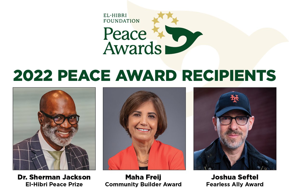 Announcing the recipients of the 2022 El-Hibri Peace Awards for outstanding leadership in promoting inclusion, fostering collaboration across difference, and building the capacity of others to make positive social change. Please join us in congratulating them!