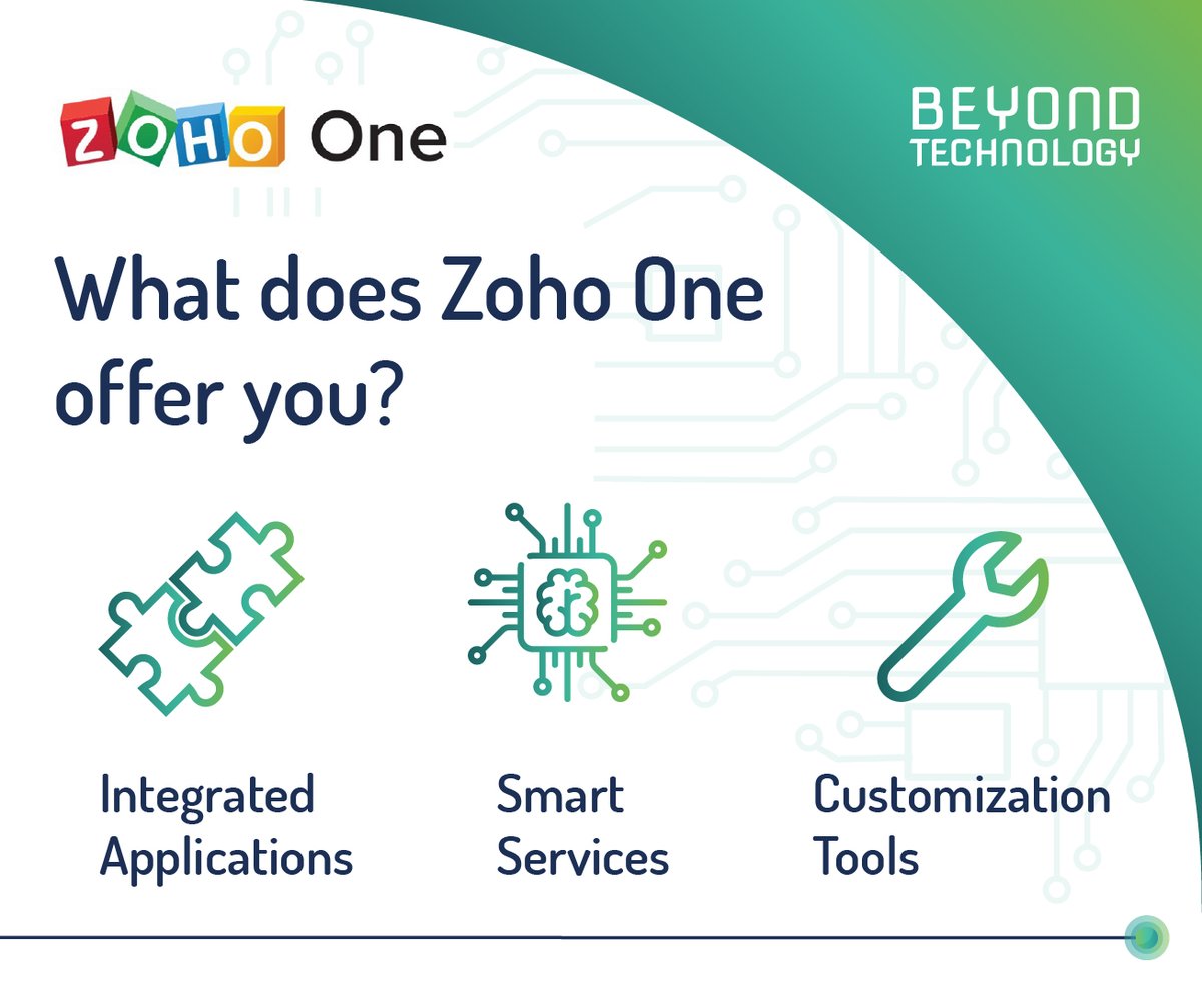 BeyondTechGlobl's tweet image. Zoho One offers an integrated system to transform your company into a more connected and agile organization. 

Contact us: zcu.io/mhXG 👈
 
#OneSubscription  #WorkforceManagement #Digitalization #ZohoApps #ProcessAutomation