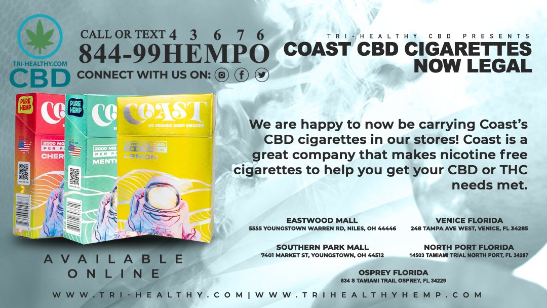 trihealthcbd's tweet photo. Coast CBD cigarettes are now at Tri-Healthy! https://t.co/J0MTt4v6BE #CoastCigarette #CoastCBDCigarette #CBDCigarette #Cigarette #FlavoredCigarettes #smoking #TriHealthyCBD https://t.co/H2M3bA4WkV