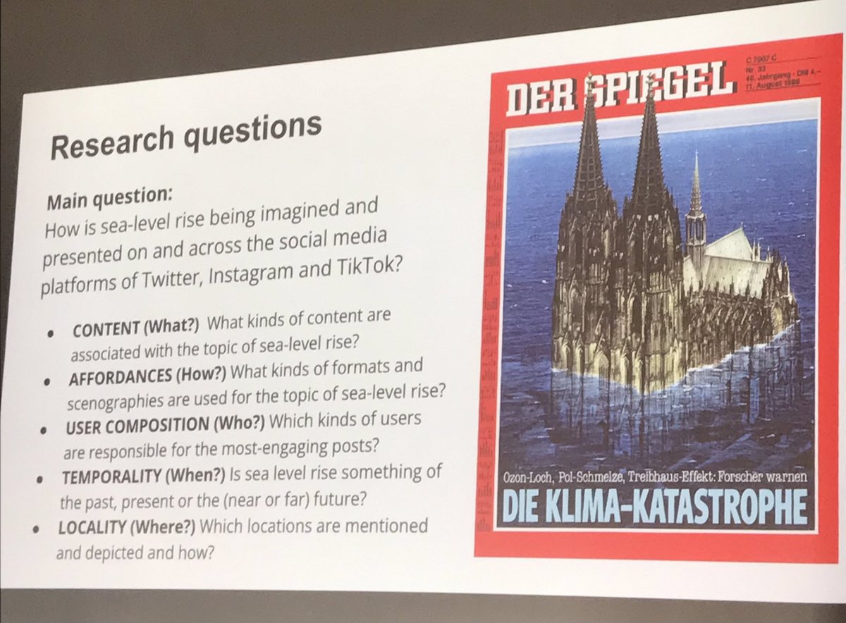 JannaJoceli's tweet photo. Now at #dmi22 the project “A rising ocean” and their research questions for cross-platform analysis. They considered not only content, but also media temporality &amp; locality, user composition and platform affordances. https://t.co/DPm4JXpKqd