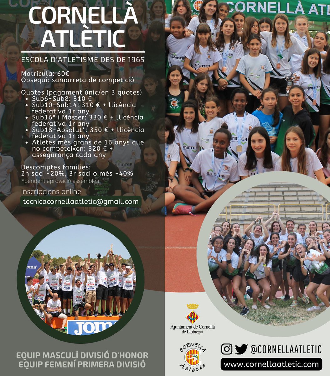 cornellaatletic's tweet image. INFO TEMPORADA 2022-2023‼️✨💚