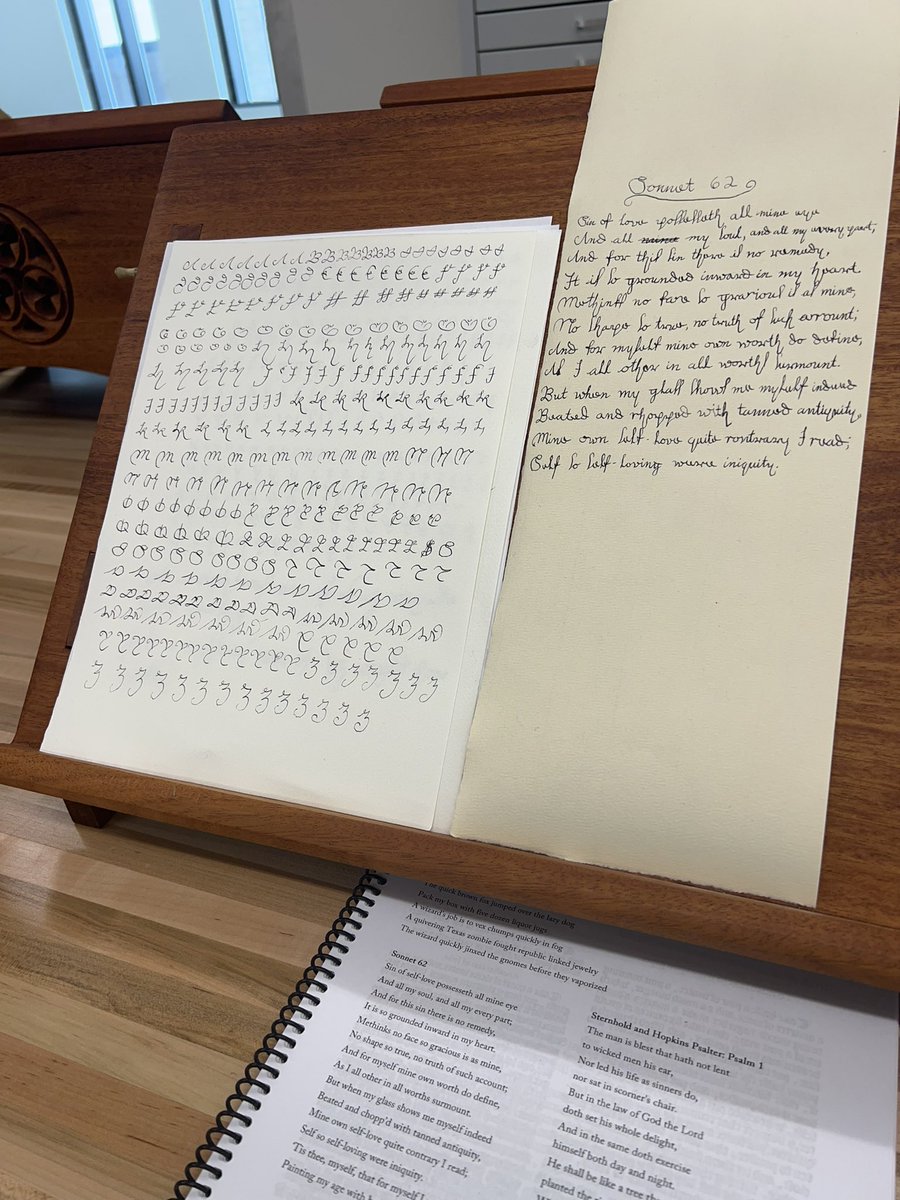 michaelarrbaca's tweet photo. Some scribal work at this week’s Making Meaning workshop @FolgerResearch #folgerinstitute #scribalworkshop @TAMULiberalArts @tamuresearch https://t.co/IFqTHDturF