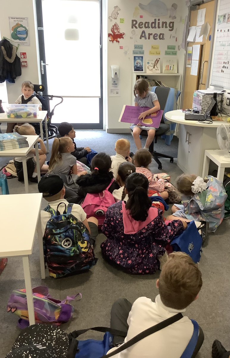 OABroadoak's tweet photo. 1LW are enjoying their story at the end of the day read by our own class mate Faith. Super reading and great joining in 1LW. @NickSharratt1 #readingisfun #sharedread #ketchuponyourcornflakes #Y1 https://t.co/d6iejcNXKt