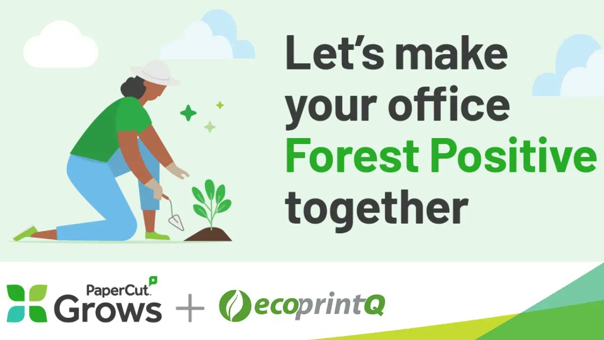 ecoprintQ's tweet photo. We're not here to stop printing, we're here to save trees! And with PaperCut’s new Forest Positive sustainability program, PaperCut Grows, more trees are planted than your printing uses. 🌳 Find out more: https://t.co/4Fxz1MiMNU 

#papercutgrows #forestpositiveprinting #print https://t.co/svk2715iPf